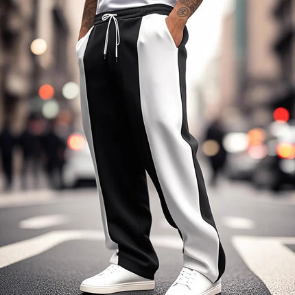 Pant men 2026 casual casual sports loose pachwork waisted jogging quick-drying spliced wide-leg trousers women's clothing