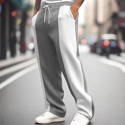 Pant men 2026 casual casual sports loose pachwork waisted jogging quick-drying spliced wide-leg trousers women's clothing