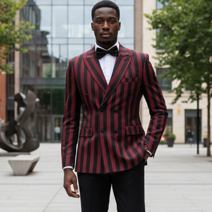 ST Cassy Men's Suits Fashion striped evening gown Double Breasted Slim Fit 2 Piece Jacket Pants dinner party