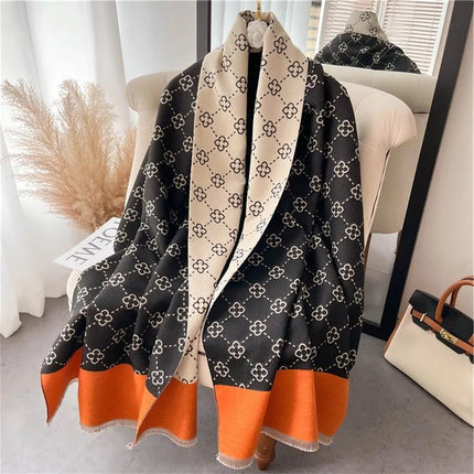 2025 Brand Warm Cashmere Poncho Shawl Scarf Luxury Print Thick Pashmina Winter Blanket Wraps Bufanda Casual Hijab Stoles Echarpe