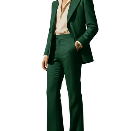 Men's Retro Wide Leg Suit 2PCS Suit Blazer and Flared Pants Fashion Streetwear Wedding Prom Party Business Jacket Tuxedo Outfit