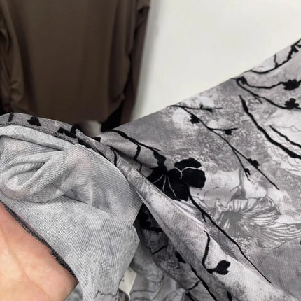 Women Autumn Spring Tops Layering Undershirts Long-Sleeve T-Shirts Printed Lace Mesh Versatile Fashionable Luxurious Designer