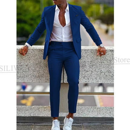 Orange Formal Men Suits For Wedding Prom Notch Lapel Blazer Custom Made Fashion Tuxedos Two-Piece Jacket+Pants Trajes De Hombre