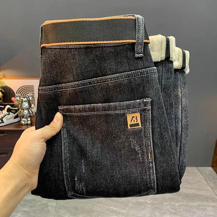 Stylish Slim Fit Men's Jeans Elastic Casual Long Pants Spring Autumn Winter Korean Version Trendy Brand Versatile Straight Leg