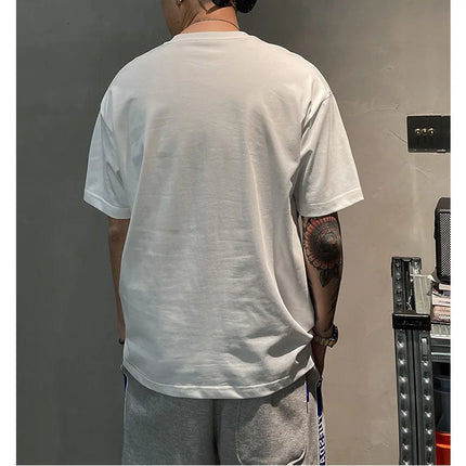 2025 Summer Casual All-match Trend Korean Fashion Short Sleeve Round Neck Solid Color Letter Printed Loose Fashion Youth T-shirt