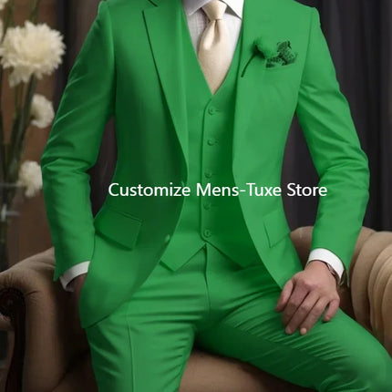 Elegant Wedding Men's Suits  Blazer Slim Fit 3 Pcs Jacket Pants Vest Luxury Costume Homme Formal Party Male Clothing