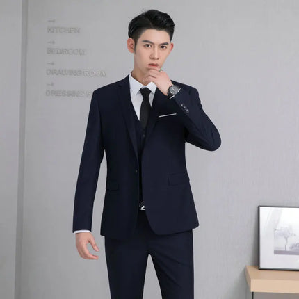 2026 Men Suit Coat Fashion Solid Color Turn Down Collar Male Outerwear Single-breasted Long Sleeve Business Versatile Man Jacket