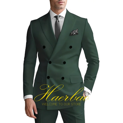 Men's Suits 2 Piece Double Breasted Jacket Pants Wedding Groom Tuxedo Formal Blazer Suit for Men