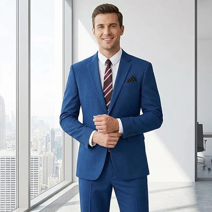 Elegant Men's Suit 2-Piece Set Slim Fit Jacket Pants for Men Wedding Party Formal Business Blazer Classic Prom Tuxedo 2026 New