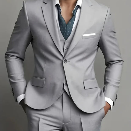 Men's Business Casual Suit for Weddings, Genuine Blazer, Vest and Pants, Big & Tall,Slim Fit Waistcoat, Dress Trousers, US Size