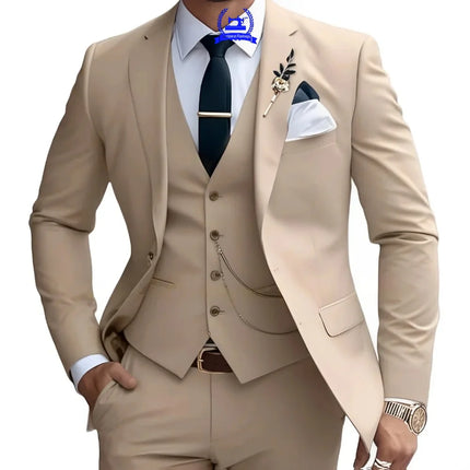 Formal Men's Suit Custom Wedding Tuxedo Slim Fit Groomsmen 3-Piece Suits Full Set Banquet Groom Suits  Dinner Suit