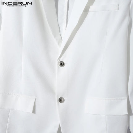 Fashion Casual Style Tops INCERUN New Mens Perspective Lace Splicing Design Suit Coats Male Solid Long Sleeved Blazer S-5XL 2025
