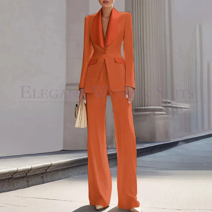 Customzied Women's Suits Blazer Luxury One-Button Shawl Lapel Slim Fit 2 Piece Jacket Pants Sets Evening Female Clothing Outfits