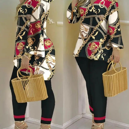 Pants Set New 2023 Spring & Summer Printed Fashion 2-Piece Suit