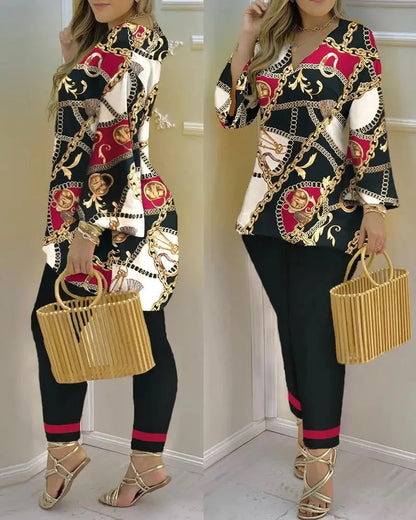 Pants Set New 2023 Spring & Summer Printed Fashion 2-Piece Suit