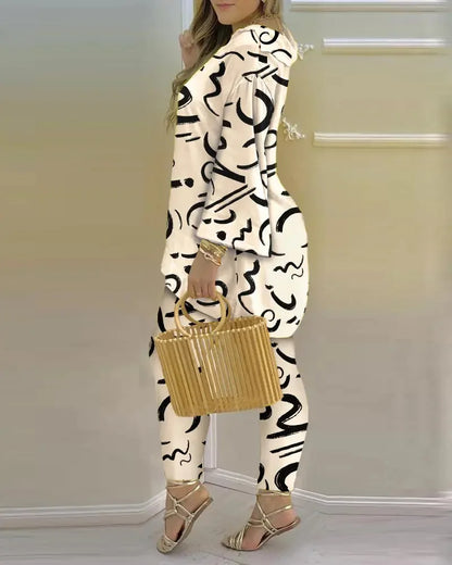 Pants Set New 2023 Spring & Summer Printed Fashion 2-Piece Suit