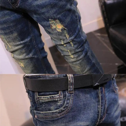 2025 Autumn and Winter Retro Jeans Men's Trendy Brand Slim-fitting Small Feet Elastic Youth Fashion Handsome Blue Long Pants