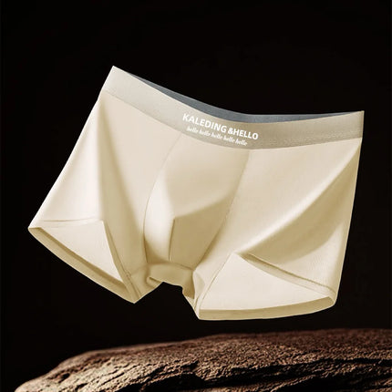 4 Pack Mens Satin Ice Silk Boxer Briefs Ice Cool Comfortable Breathable Trendy Fashion Mens Solid Color Mid Rise Underwear