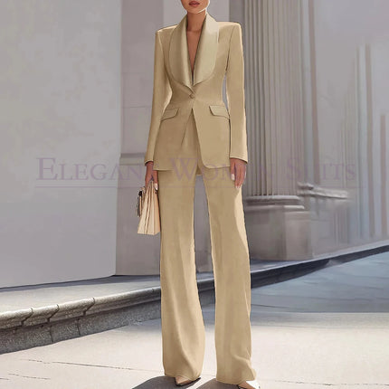 Customzied Women's Suits Blazer Luxury One-Button Shawl Lapel Slim Fit 2 Piece Jacket Pants Sets Evening Female Clothing Outfits