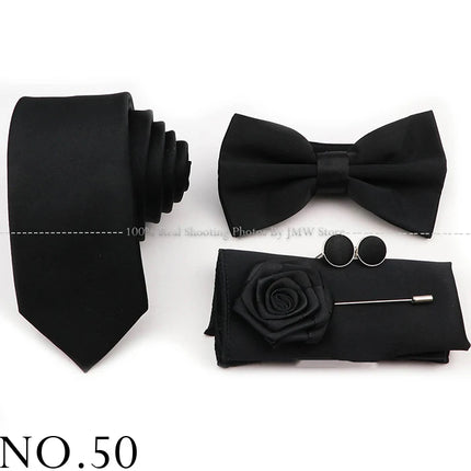 Hot Sale Purple Pink Sage Green Tie Set Polyester Necktie Bowtie Cufflink Brooch For Groom Suit Wedding Cravat Shirt Accessory