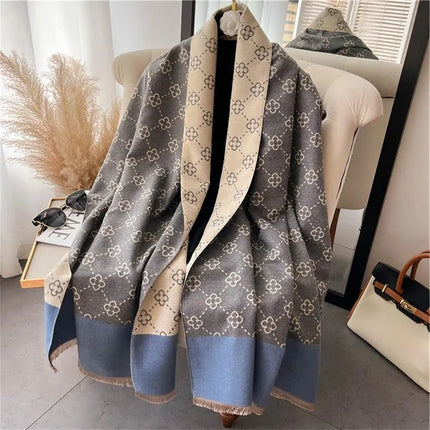 2025 Brand Warm Cashmere Poncho Shawl Scarf Luxury Print Thick Pashmina Winter Blanket Wraps Bufanda Casual Hijab Stoles Echarpe