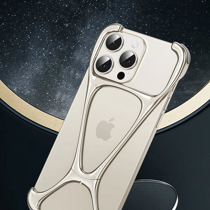 Alloy Bare Metal Feel Phone Case For Iphone 13 14 15 16 Pro Max Metal Frameless Heat Dissipation Phone Cover For IPHON 16 Promax