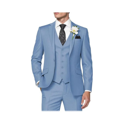 Men's 3-Piece Suit Slim Fit Business Wedding Groomsmen Prom Suits One Button Blazer Jacket Vest Trousers Tuxedo Set