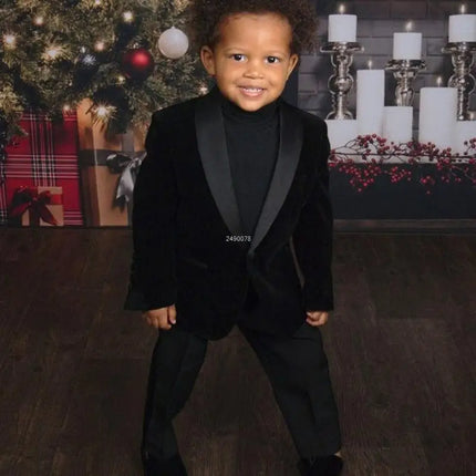 Kids 1 Year Birthday Dress Baby Boys Velvet Blazer Jacket Pants Photograph Suit Children Formal Wedding Performance Evening Wear