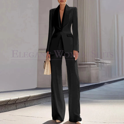 Customzied Women's Suits Blazer Luxury One-Button Shawl Lapel Slim Fit 2 Piece Jacket Pants Sets Evening Female Clothing Outfits