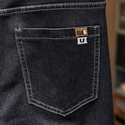 New Embroidery Fashion Straight Jeans Men Stretch Black Blue Slim Fit Pants Comfortable Business Denim Trousers