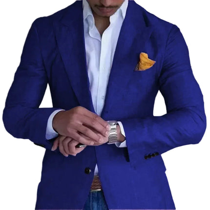 Men's Custom Green Linen Suit Jacket Summer Beach Wedding Groomsmen Only Jacket for Men