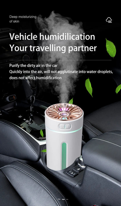 Vehicle-mounted Humidifier 300ml Mini Portable Spray Air Freshener Home LED Small Essential Oil Vaporizer Room Scent Diffuser