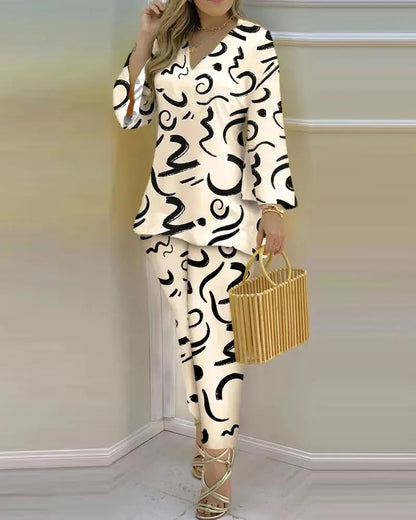 Pants Set New 2023 Spring & Summer Printed Fashion 2-Piece Suit