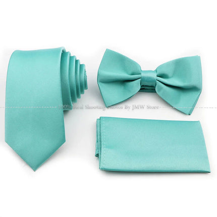 Hot Sale Purple Pink Sage Green Tie Set Polyester Necktie Bowtie Cufflink Brooch For Groom Suit Wedding Cravat Shirt Accessory