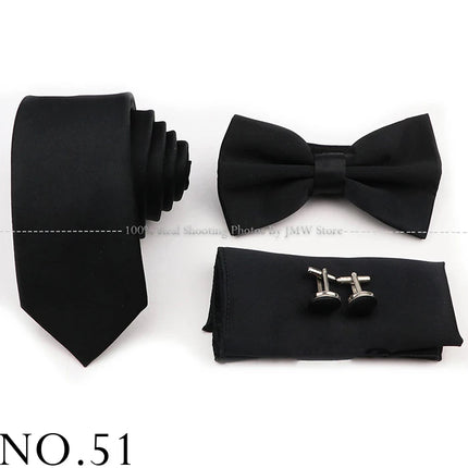Hot Sale Purple Pink Sage Green Tie Set Polyester Necktie Bowtie Cufflink Brooch For Groom Suit Wedding Cravat Shirt Accessory