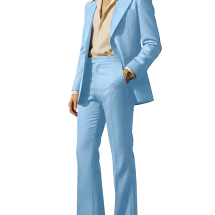 Men's Retro Wide Leg Suit 2PCS Suit Blazer and Flared Pants Fashion Streetwear Wedding Prom Party Business Jacket Tuxedo Outfit