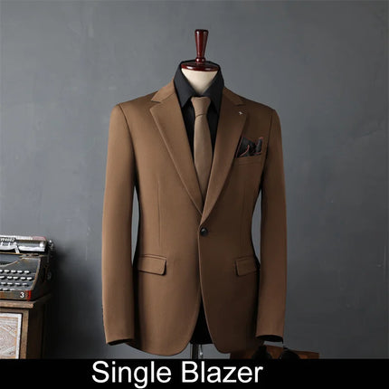 Man Suit Coat Simple Solid Color Single-breasted Male Outerwear Slim Simple Long Sleeve Versatile Wedding Office Men Blazer