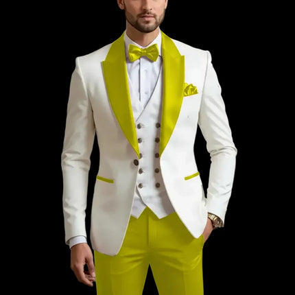 New Men Suit Sets Formal Banquet Luxury Ivory Blazer Vest Burgundy Pants Outfits Wedding Grooms Custom Fashion Slim Fit Costumes