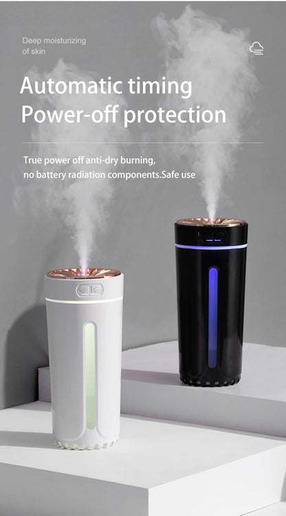 Vehicle-mounted Humidifier 300ml Mini Portable Spray Air Freshener Home LED Small Essential Oil Vaporizer Room Scent Diffuser