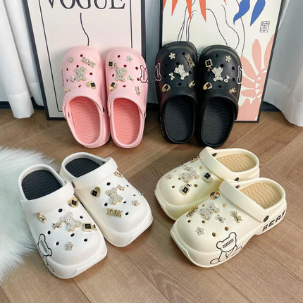 10cm Women's Cave Shoes Thick Bottom High Heels Garden Shoes Summer Anti-slip Cartoon Accessories Sandals Beach Slippers