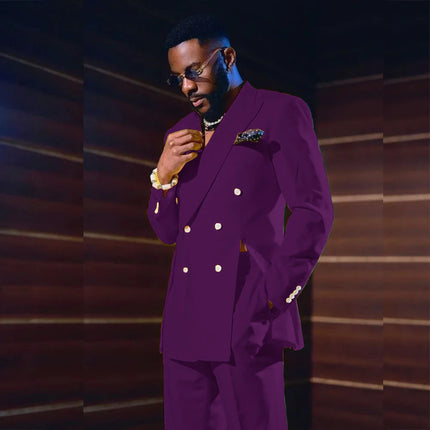 Fashion Yellow Men's Suits Special Style Double Breasted Peaked Lapel Luxury Blazer 2 Piece Jacket Pants Chic Blazer Customized