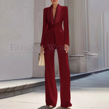 Customzied Women's Suits Blazer Luxury One-Button Shawl Lapel Slim Fit 2 Piece Jacket Pants Sets Evening Female Clothing Outfits