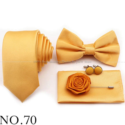 Hot Sale Purple Pink Sage Green Tie Set Polyester Necktie Bowtie Cufflink Brooch For Groom Suit Wedding Cravat Shirt Accessory