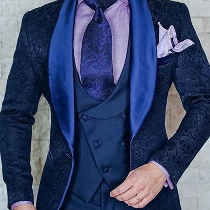 Men's Wedding Suit 2023 Italian Design Custom Black Smoking Tuxedo Jacket 3-piece Set (coat Vest Pants) Men's Groom Terno Suit