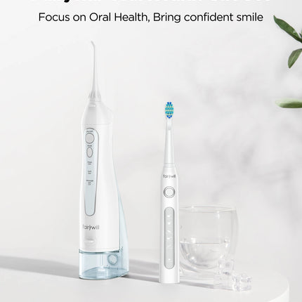 Fairywill Water Flossers for Teeth 300ML Oral Irrigator Rechargeable Portable Dental 3 Modes Water Tank Waterproof Teeth Cleaner