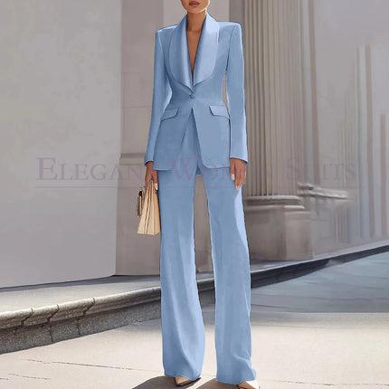Customzied Women's Suits Blazer Luxury One-Button Shawl Lapel Slim Fit 2 Piece Jacket Pants Sets Evening Female Clothing Outfits