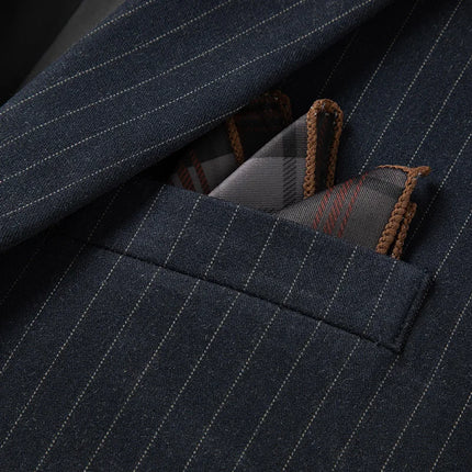 2025 new men's striped suit (suit + trousers) stylish and handsome British style wedding handsome two-piece set