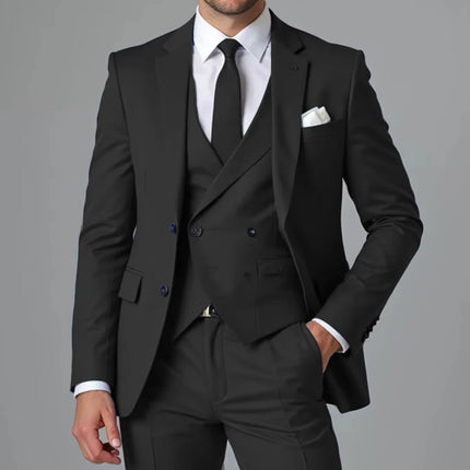 Men Suit 3 Pieces Royal Blue With Lapel Solid For Wedding Banquet Birthday Party Business Work Daily Jacket Vest With Pants