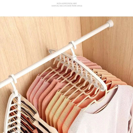 Multi-functional Folding 11-Hole Hanger Closet Organizer Rack Space-saving Multi-tier Hanging Rack Indoor Clothes Drying Rack