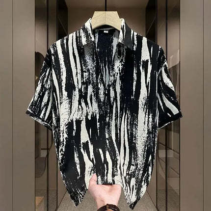 Elegant Fashion Harajuku Slim Fit Ropa Hombre Loose Casual Sport All Match T-shirts Printed Thin Style Short Sleeve Polo Shirts